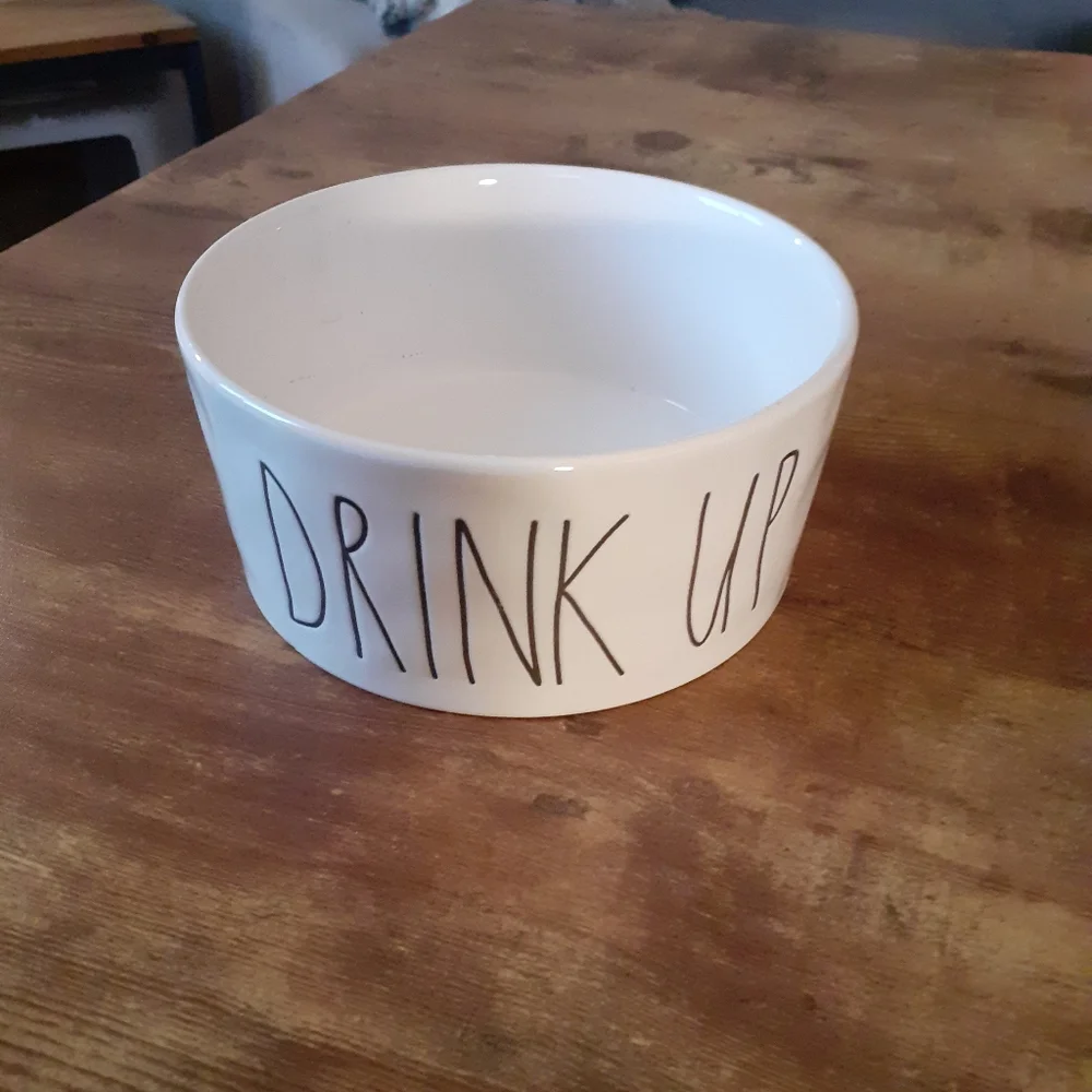 Rae Dunn by Magenta DRINK UP large black letters on 3